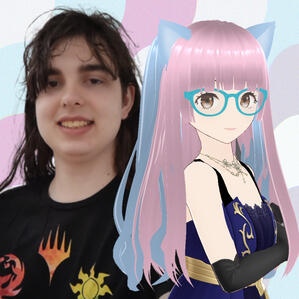 KamekoSkye's profile picture, with a picture of the VTuber model next to the IRL counterpart